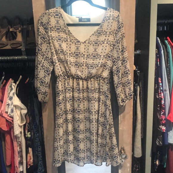 ZOUK Pattern Dress with Elastic Waist - Picture 2 of 6